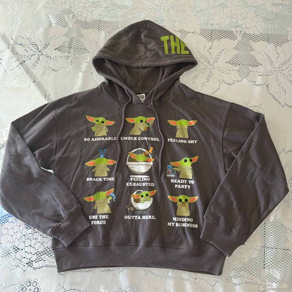 Star Wars Size Large Gray Baby Yoda Grogu The Child Hoodie